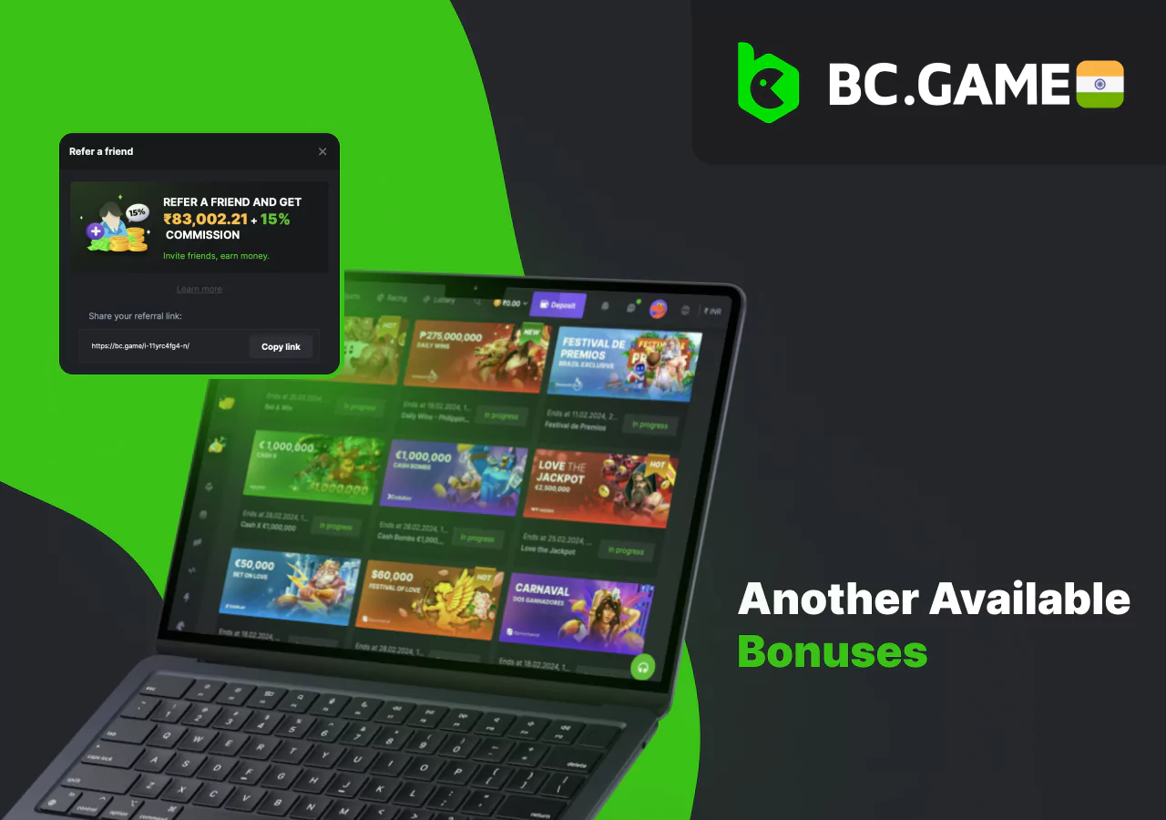 Different bonus options for BC Game online casino users