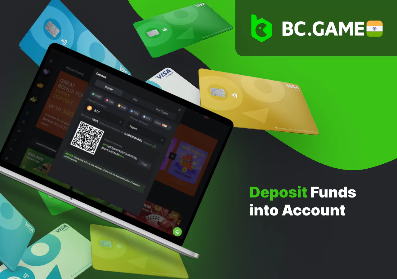 Deposit funds to BC Game India account