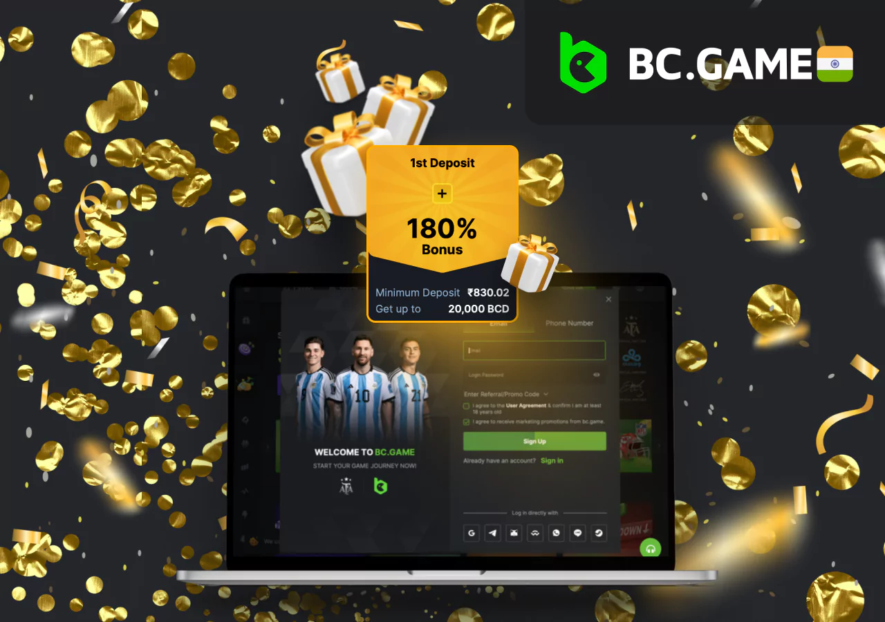 Welcome bonus for registering on BC Game India