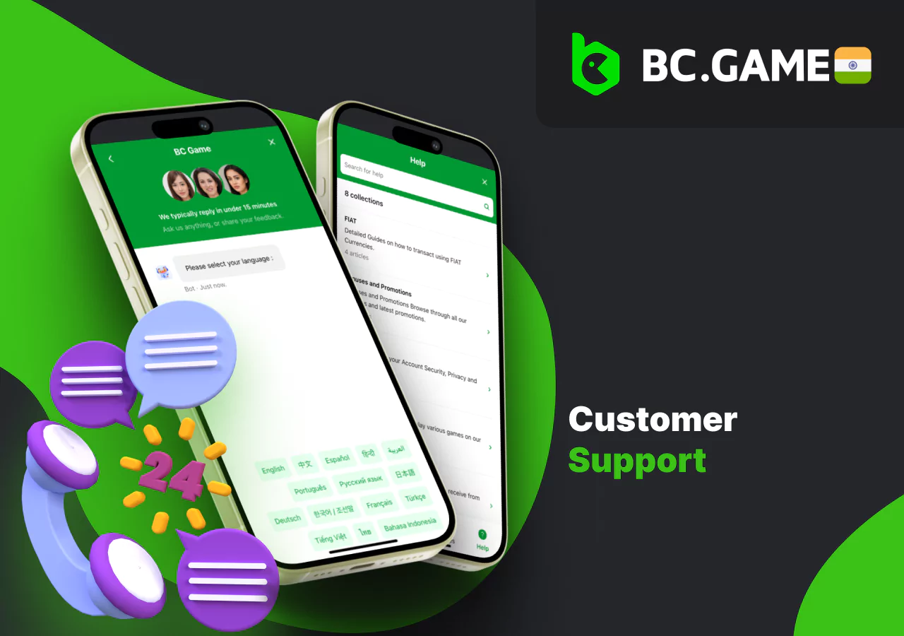 24/7 support for all BC Game India users