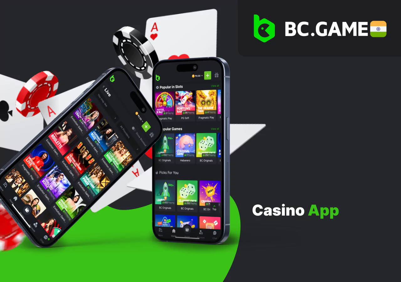 A diverse library of games in the BC Game India app