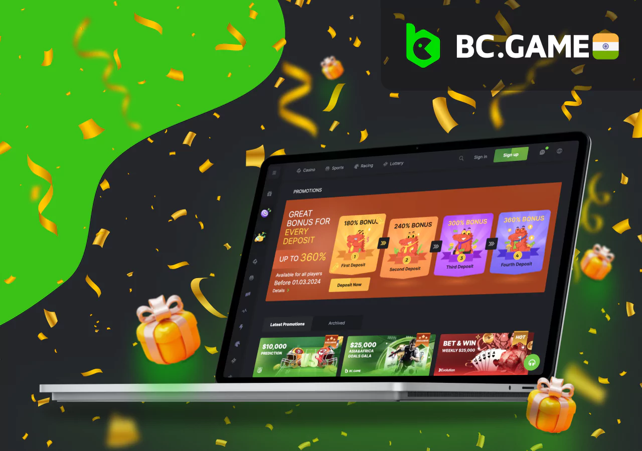 Bonuses for new users of BC Game India