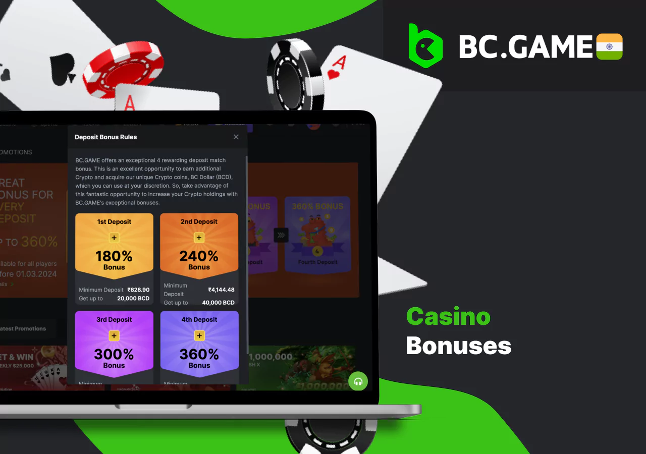 Bonus offers on games from the casino section at BC Game