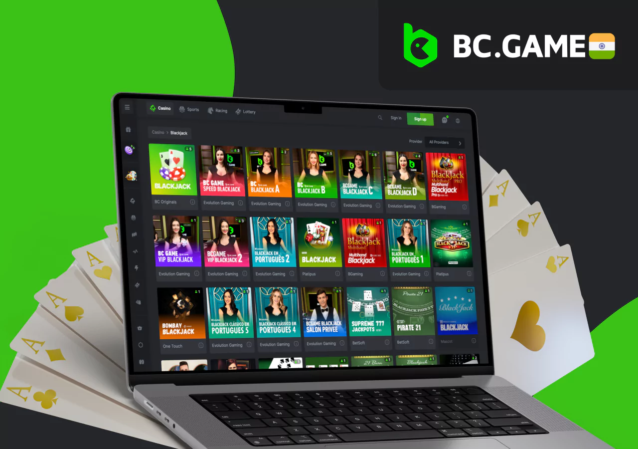 Available games from the blackjack section of BC Game