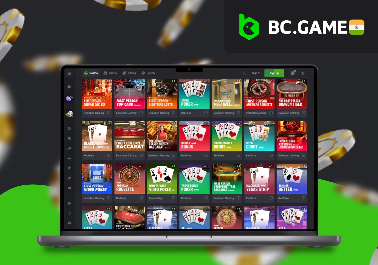 Variety of poker games at BC Game casino