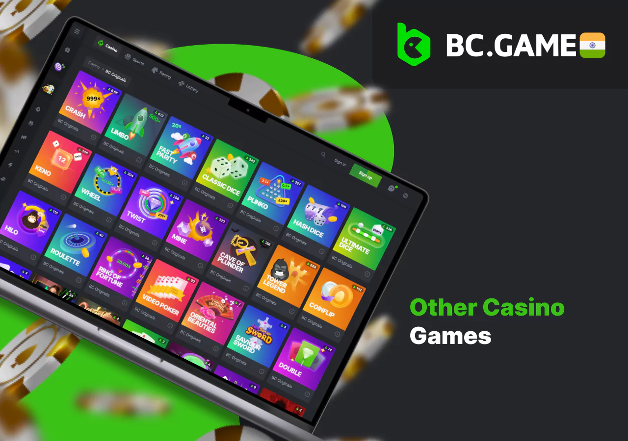 Variety of games at the popular BC Game casino